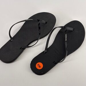 Havaianas Slim Flip Flop Women Size 11/12 Black Rubber Thong Sandal Brazil Beach
